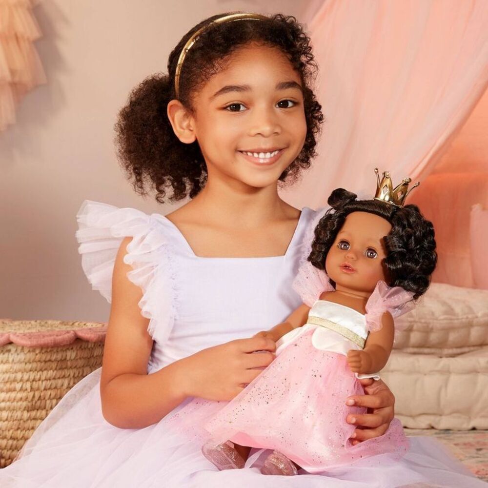 BABY Born Princess Doll Harper Pink Dress & Crown - Black Hair Dark Brown Eyes - Picture 2 of 4